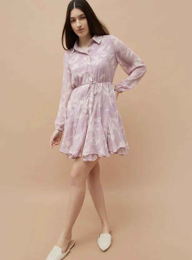 CODE Floral Print Buttoned A-line Dress